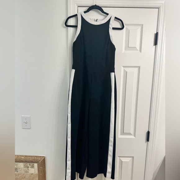 Karl Lagerfeld black white pants jumpsuit romper sz 6 - Picture 1 of 4